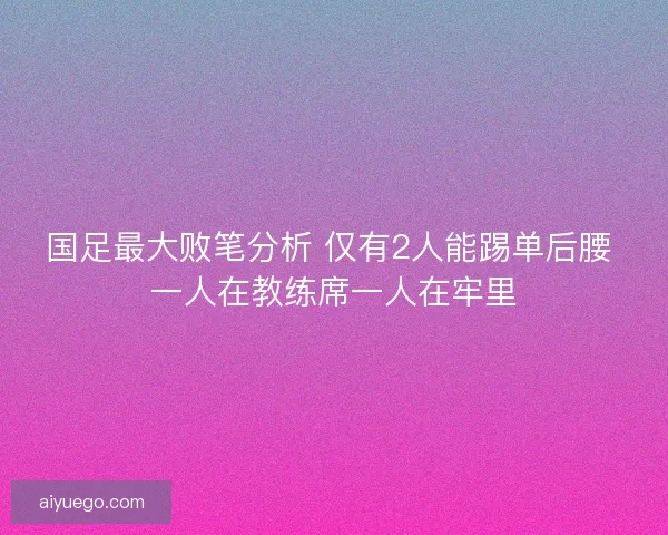 国足最大败笔分析 仅有2人能踢单后腰 一人在教练席一人在牢里